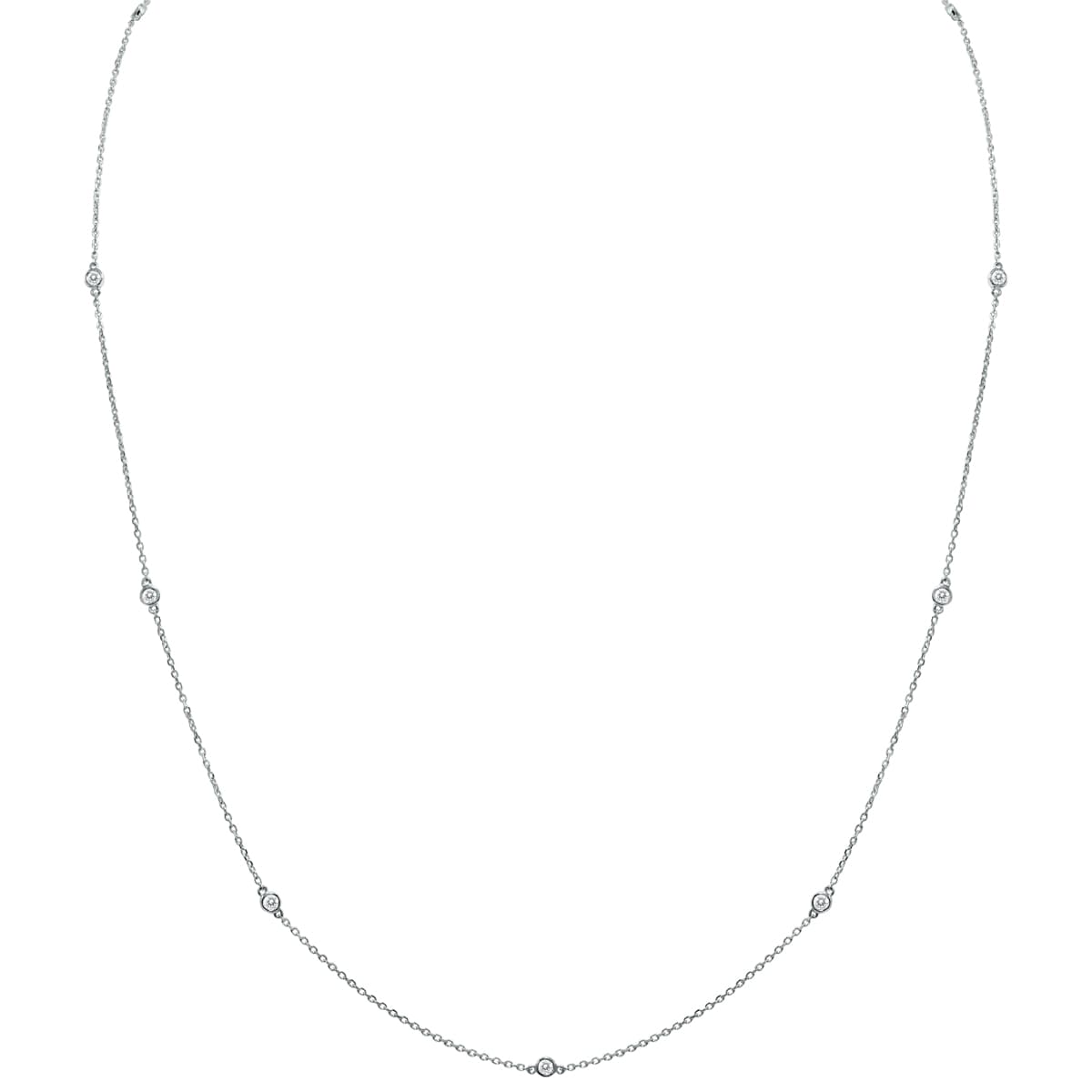 1/4 Carat TW Bezel Set Diamond Station Necklace in 14K Yellow Gold