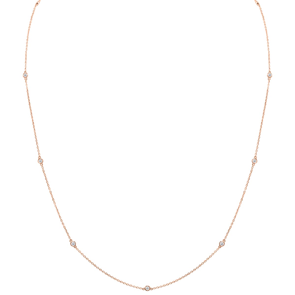 1/4 Carat TW Bezel Set Diamond Station Necklace in 14K Rose Gold