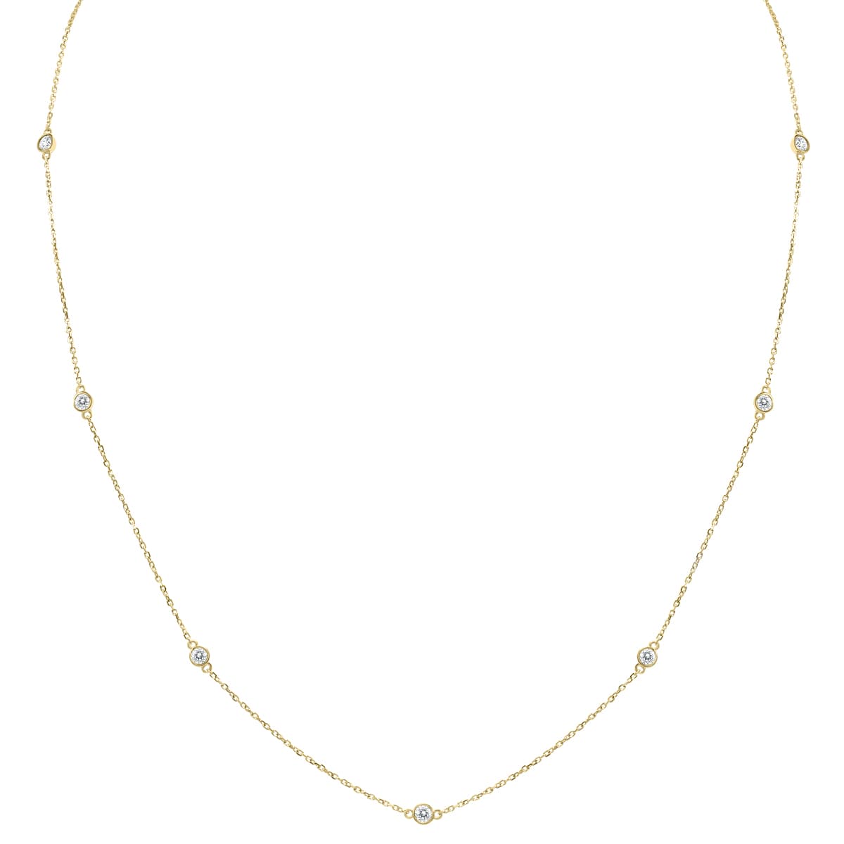 1/2 Carat TW Bezel Set Diamond Station Necklace in 14K Yellow Gold