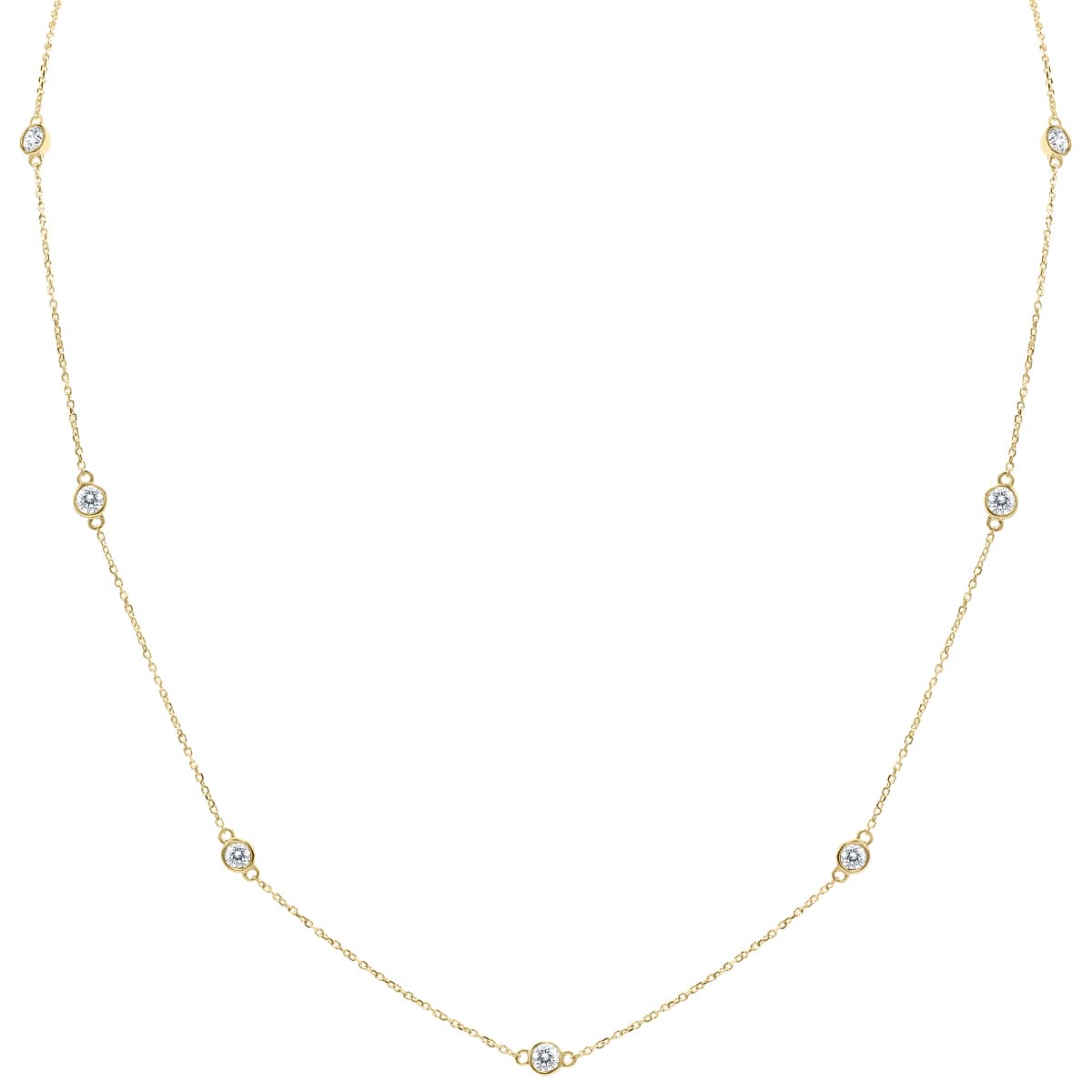 1 Carat TW Bezel Set Diamond Station Necklace in 14K Yellow Gold