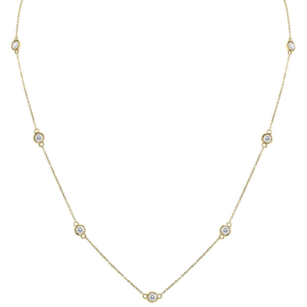 2 Carat TW Bezel Set Diamond Station Necklace in 14K Yellow Gold