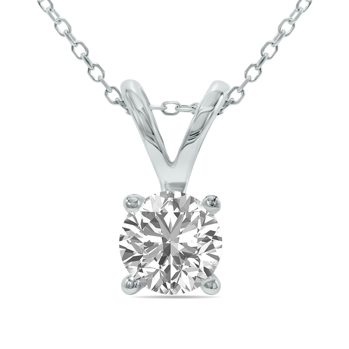 Lab Grown 3/4 Carat Diamond Solitaire Pendant in 14K White Gold