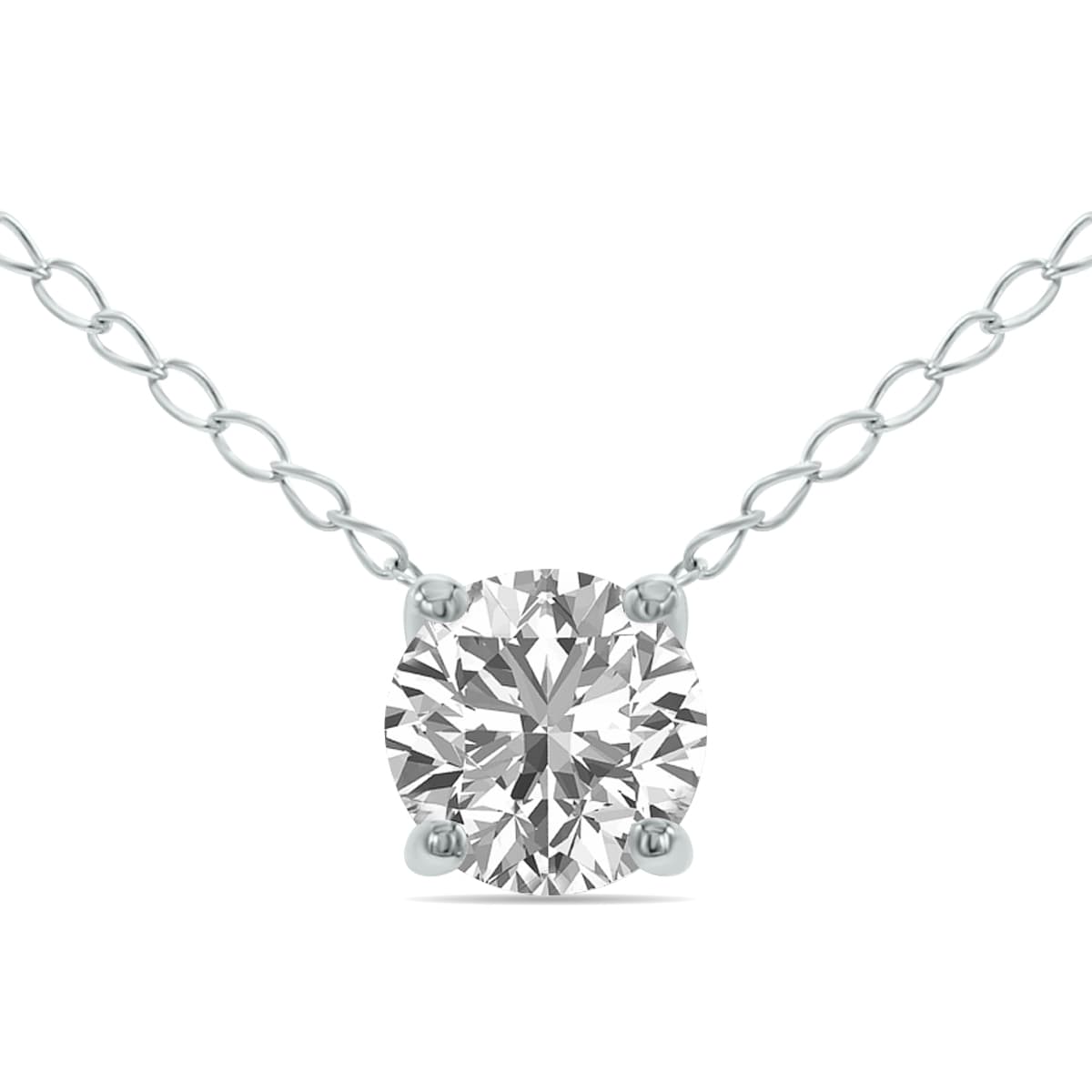 Lab Grown 1/2 Carat Floating Round Diamond Solitaire Pendant in 14K White Gold (F-G Color, VVS1-VVS2 Clarity)