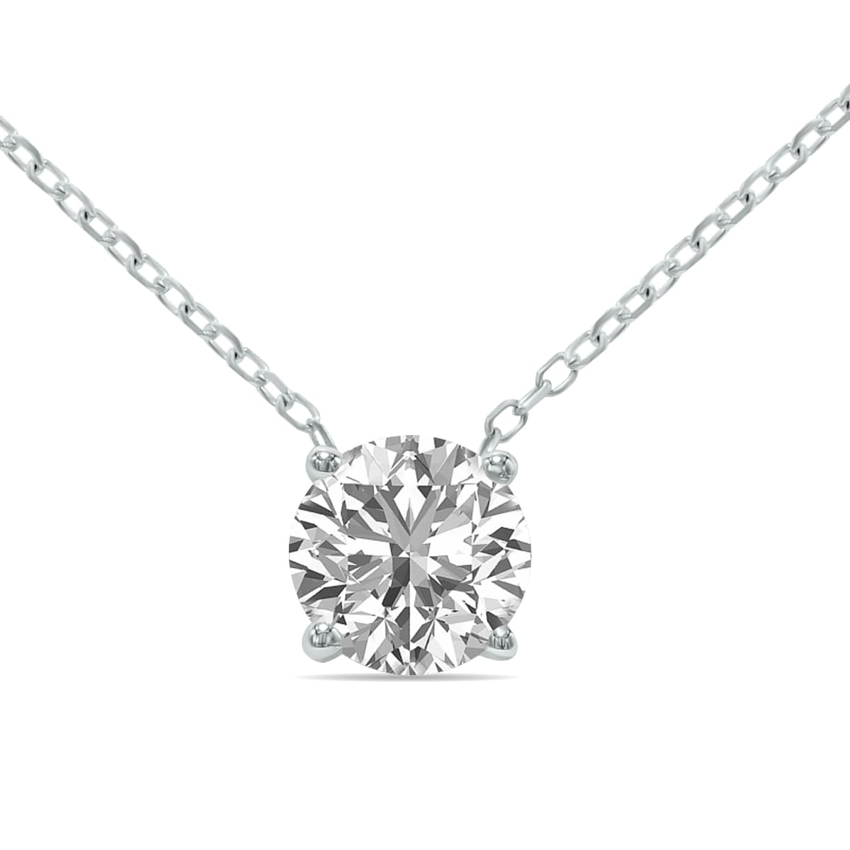 Lab Grown 3/4 Carat Floating Round Diamond Solitaire Pendant in 14K White Gold (F-G Color, VVS1-VVS2 Clarity)