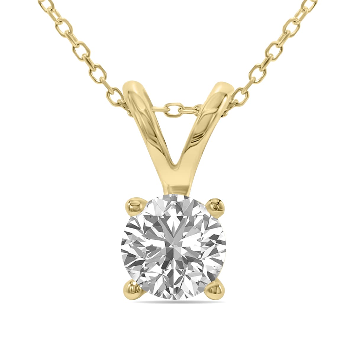 Lab Grown 3/4 Carat Diamond Solitaire Pendant in 14K Yellow Gold
