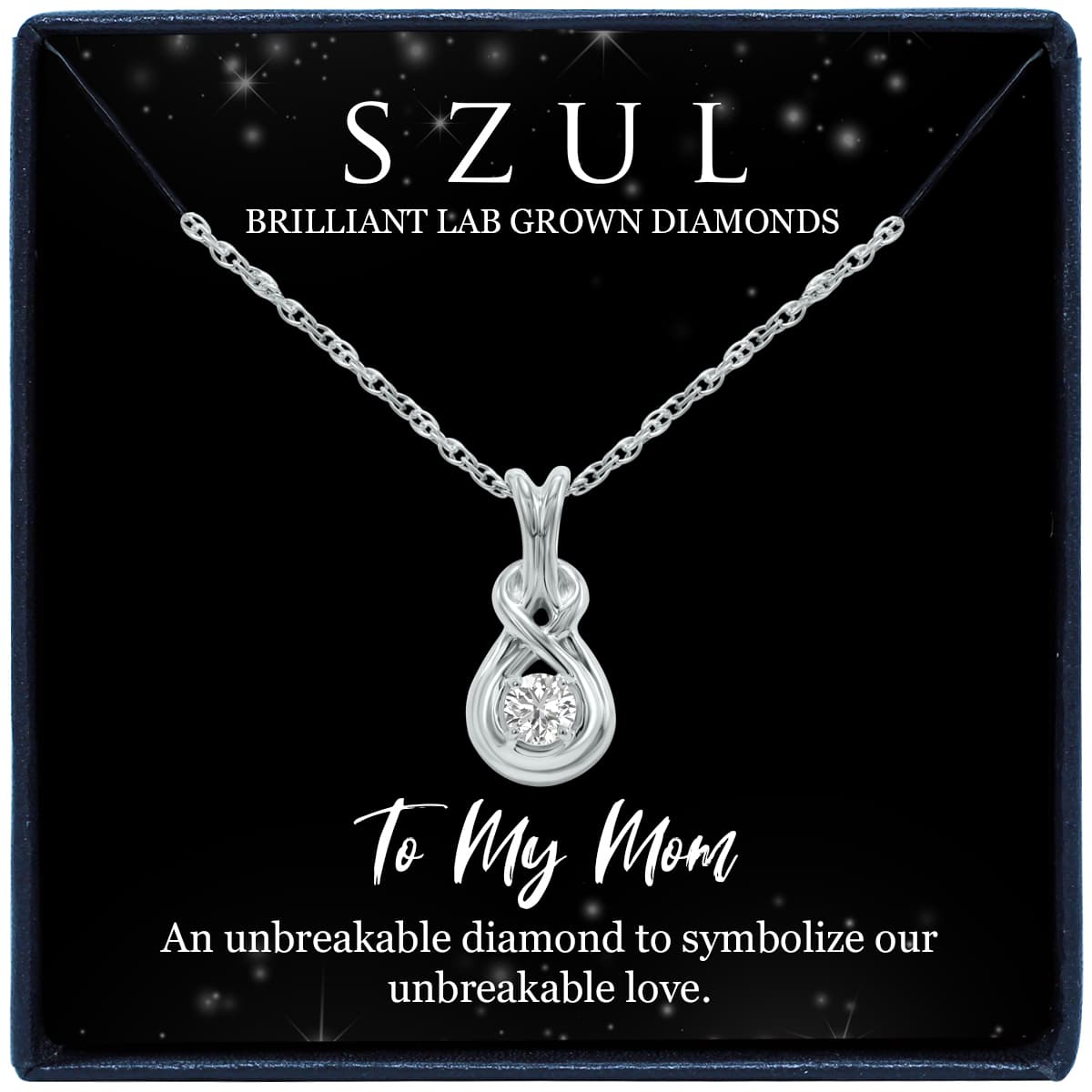 Jewelry Gift For Mom - 1/10 Carat TW Lab Grown Round Diamond Love Knot Solitaire Pendant in.925 Sterling Silver (F-G Color, VS1-VS2 Clarity)