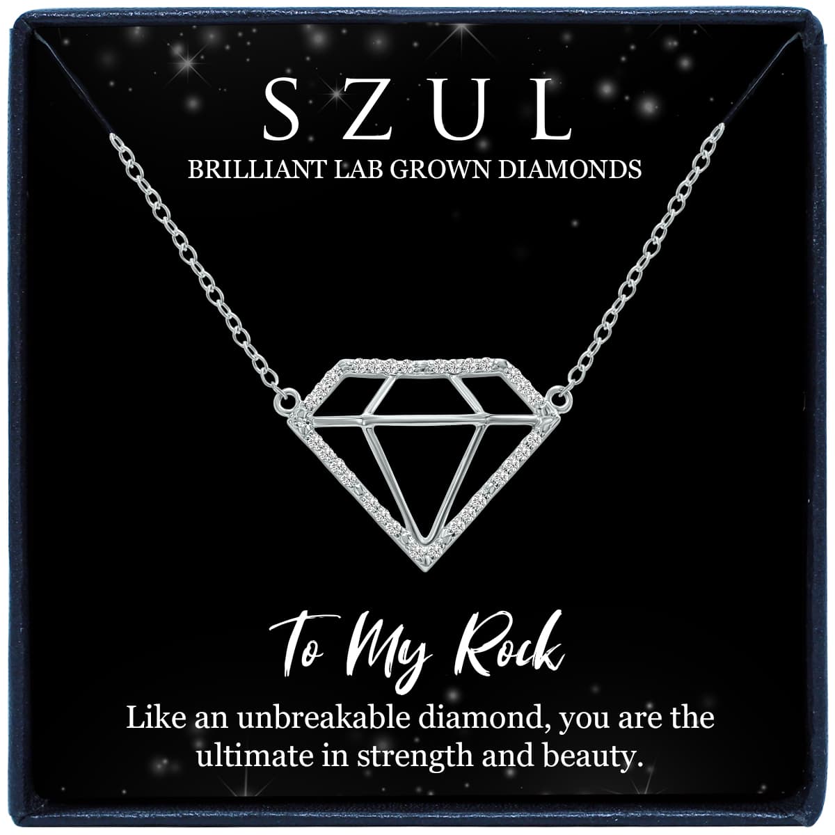 Jewelry Gift For Rock - 1/7 Carat TW To My Rock Lab Grown Diamond Pendant Necklace in.925 Sterling Silver (Diamond Color F-G, Clarity VS1-VS2)