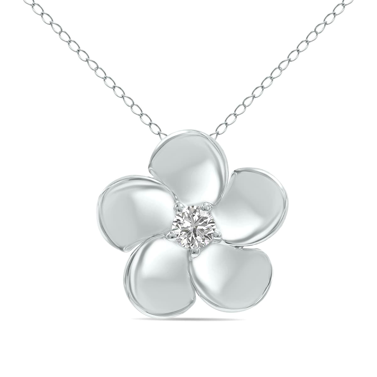 1/3 CTW Lab Grown Diamond Flower Pendant in 10K White Gold (F-G Color, VS1- VS2 Clarity)
