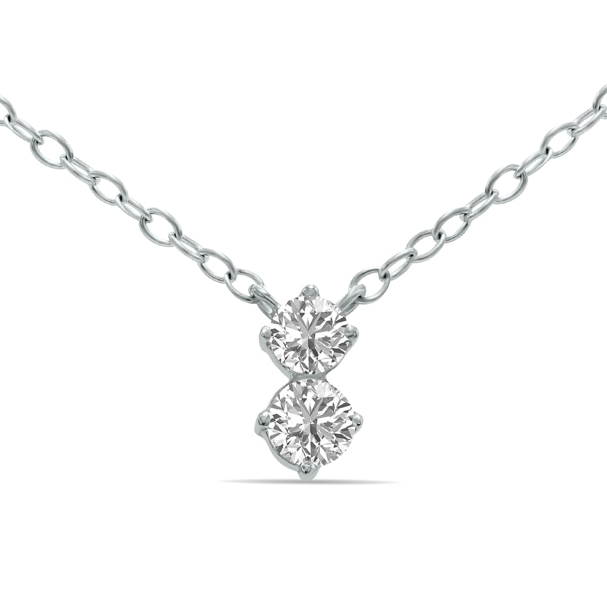 1/5 CTW Two Stone Lab-Grown Diamond Pendant in 10K White Gold (F-G Color, VS1- VS2 Clarity)
