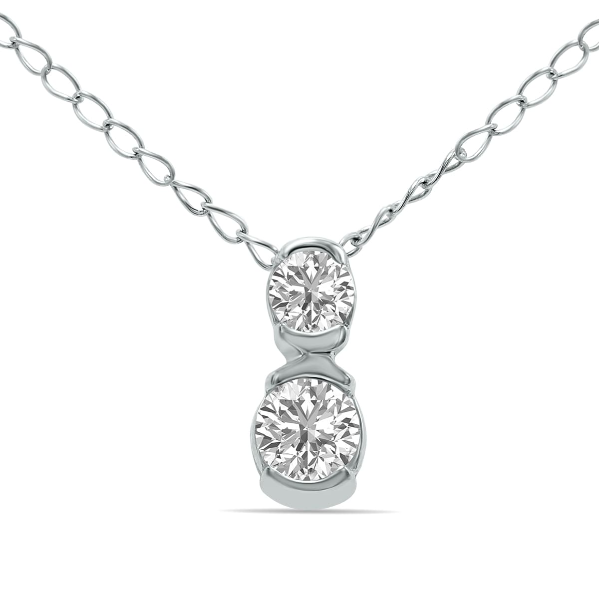 1/5 CTW Two Stone Lab Grown Diamond Pendant in 10K White Gold (F-G Color, VS1- VS2 Clarity)