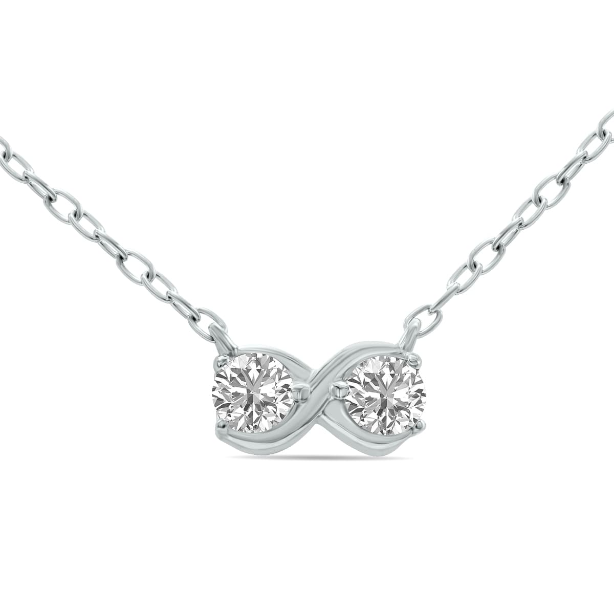 1/5 CTW Infinity Two Stone Lab Grown Diamond Pendant in 10K White Gold (F-G Color, VS1- VS2 Clarity)