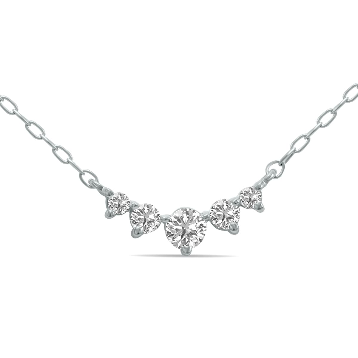 1/4 CTW Five Stone Lab Grown Diamond Necklace in 10K White Gold (F-G Color, VS1- VS2 Clarity)