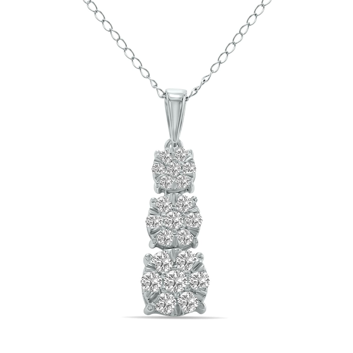 1/2 CTW Vertical Lab Grown Diamond Pendant in 10K White Gold (F-G Color, VS1- VS2 Clarity)