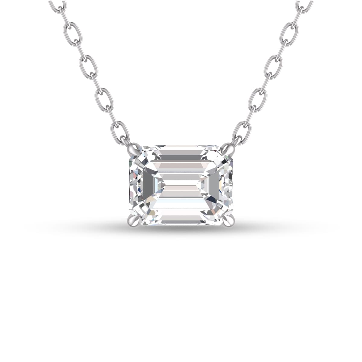 Lab Grown 1/4 Carat Floating Emerald Diamond Solitaire Pendant in 14K White Gold