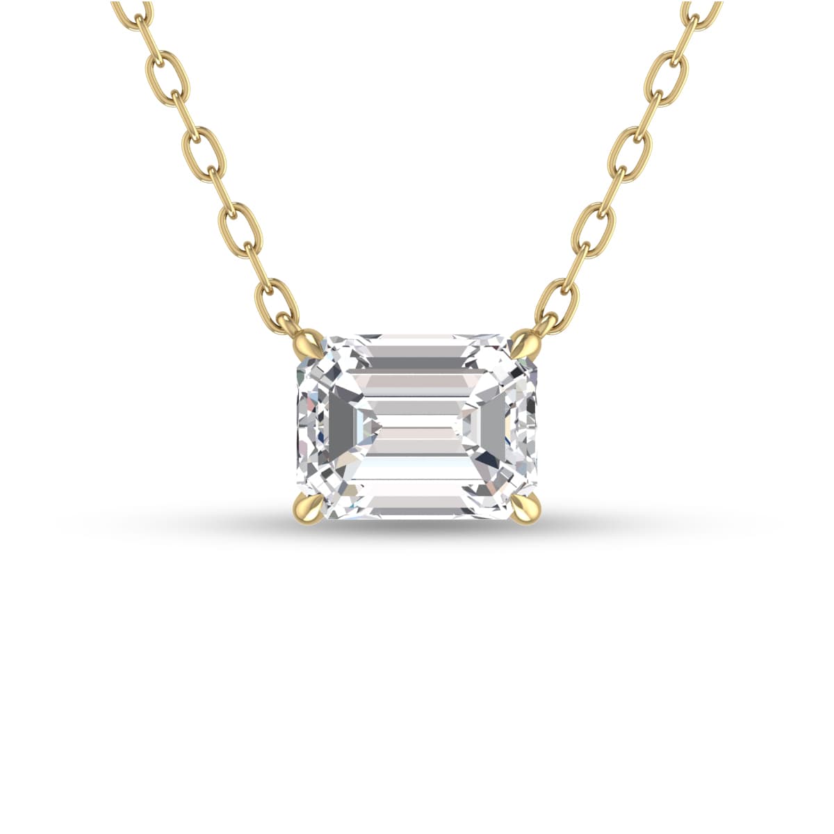 Lab Grown 1 Carat Floating Emerald Diamond Solitaire Pendant in 14K Yellow Gold