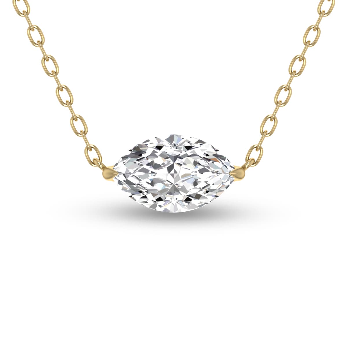 Lab Grown 1/4 Carat Floating Marquise Diamond Solitaire Pendant in 14K Yellow Gold