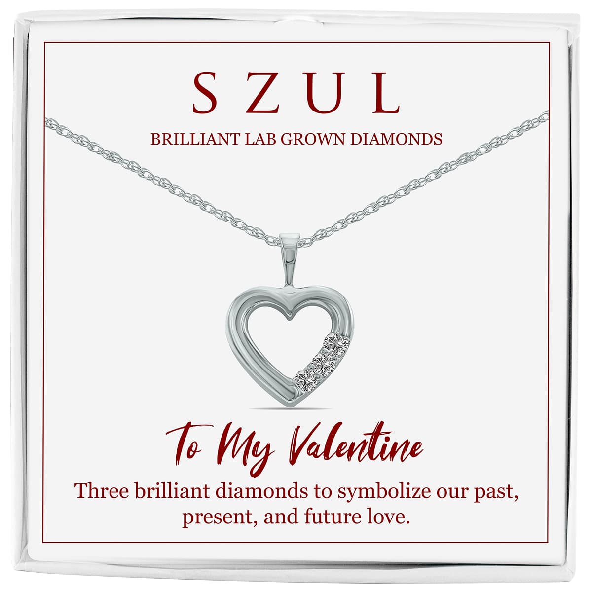 Jewelry Gift for Your Valentine - 3 Stone Past Present and Future Lab Grown Diamond Necklace (F-G Color, VS1-VS2 Clarity)
