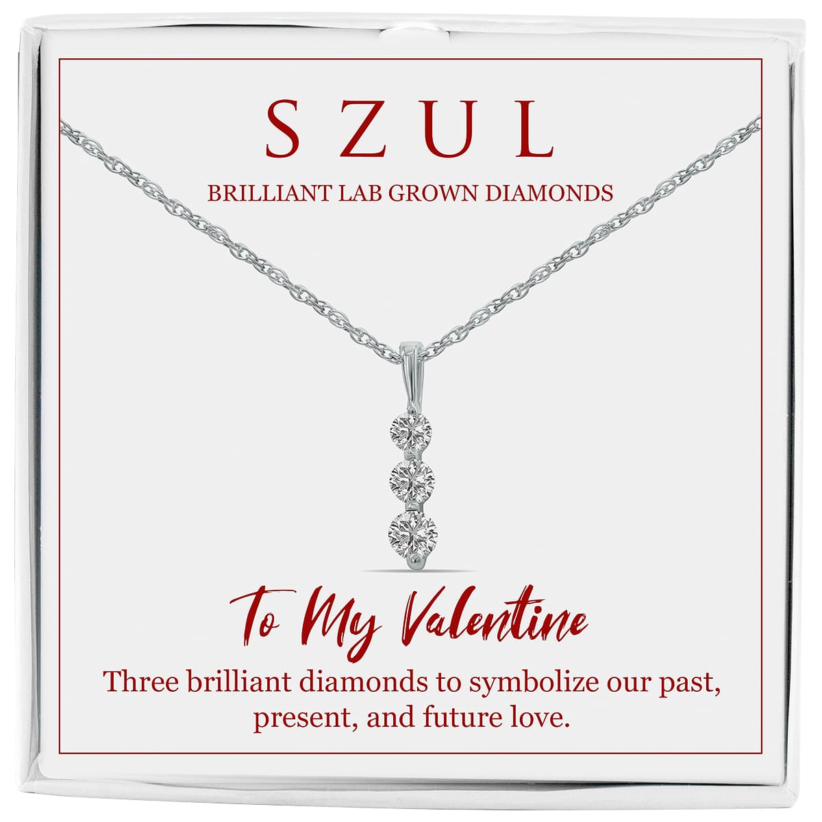 Jewelry Gift for Your Valentine - 1/4 Carat TW Past Present Future Three Stone Lab Grown Diamond Necklace in.925 Sterling Silver (Diamond Color F-G, Clarity VS1-VS2)