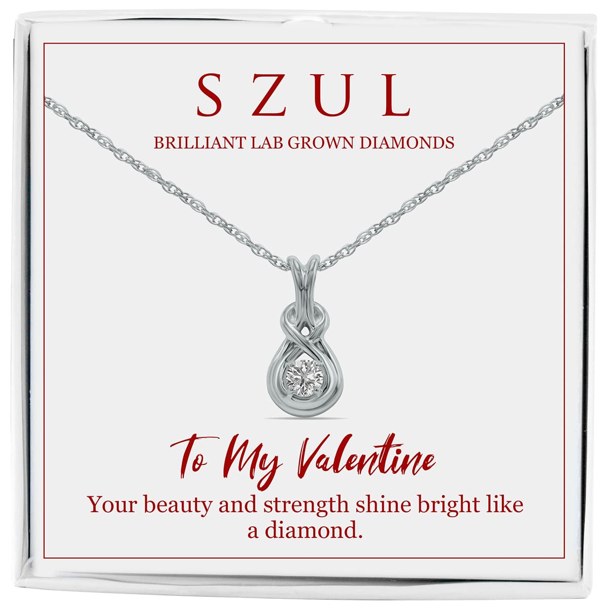 Gift For My Valentine - 1/10 Carat Lab Grown Round Diamond Love Knot Solitaire Pendant in.925 Sterling Silver (F-G Color, VS1-VS2 Clarity)