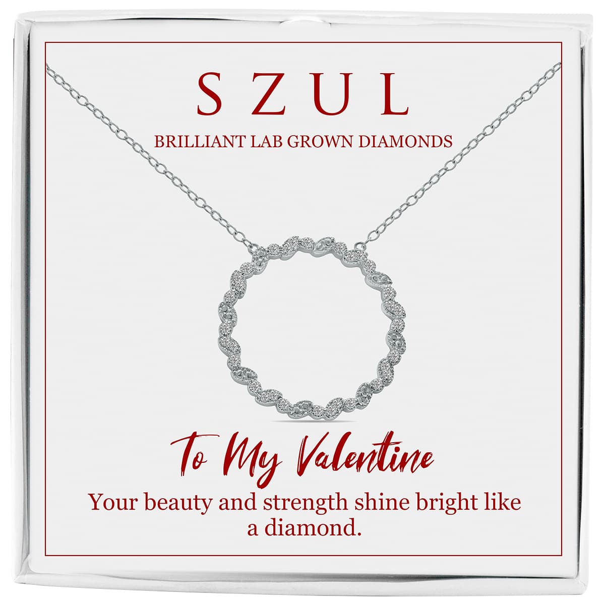 Gift For My Valentine - 1/7 Carat TW Endless Love Lab Diamond Circle Pendant in.925 Sterling Silver (F-G Color, VS1-VS2 Clarity)