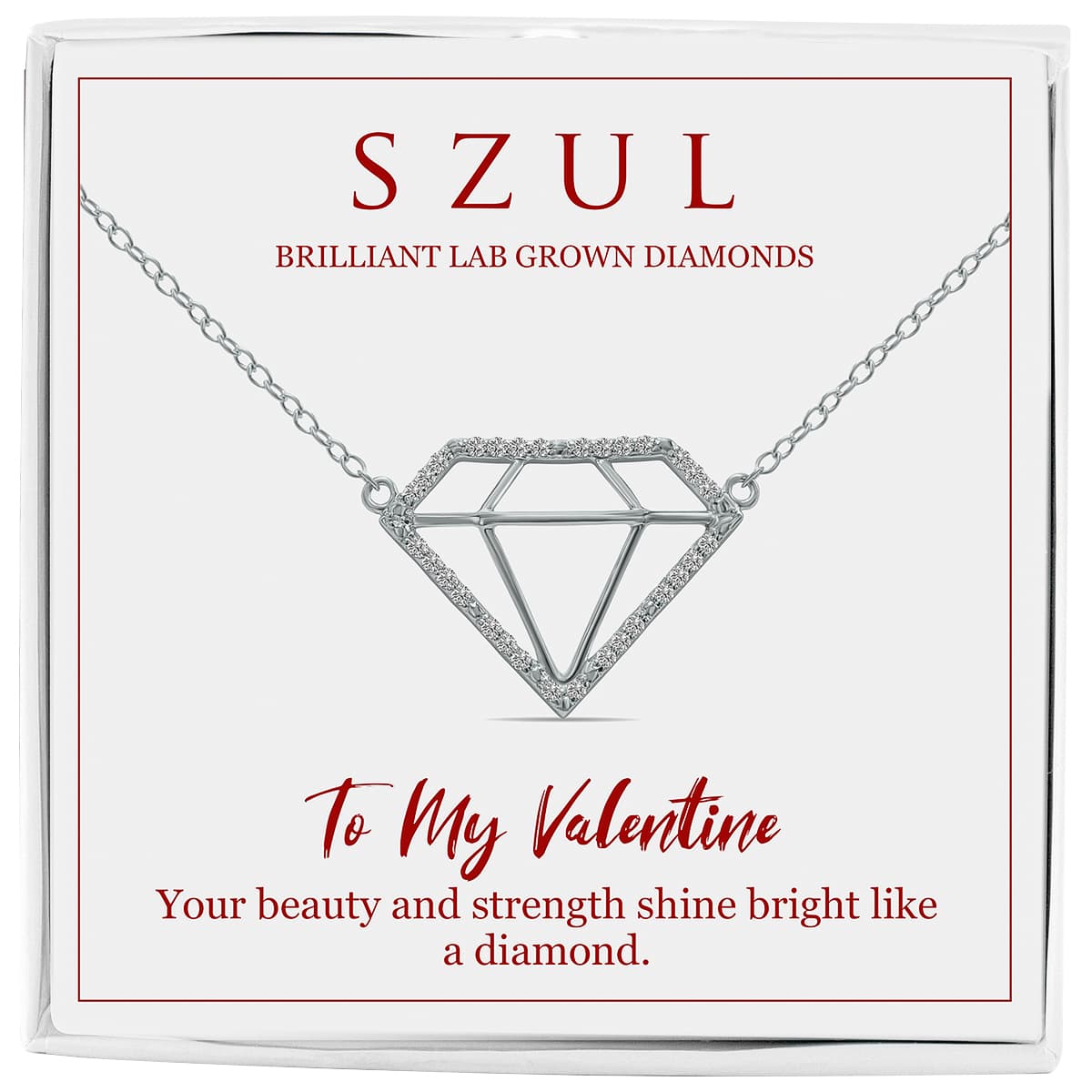 Gift For My Valentine - 1/7 Carat TW Lab Grown Diamond Necklace in.925 Sterling Silver (Diamond Color F-G, Clarity VS1-VS2)