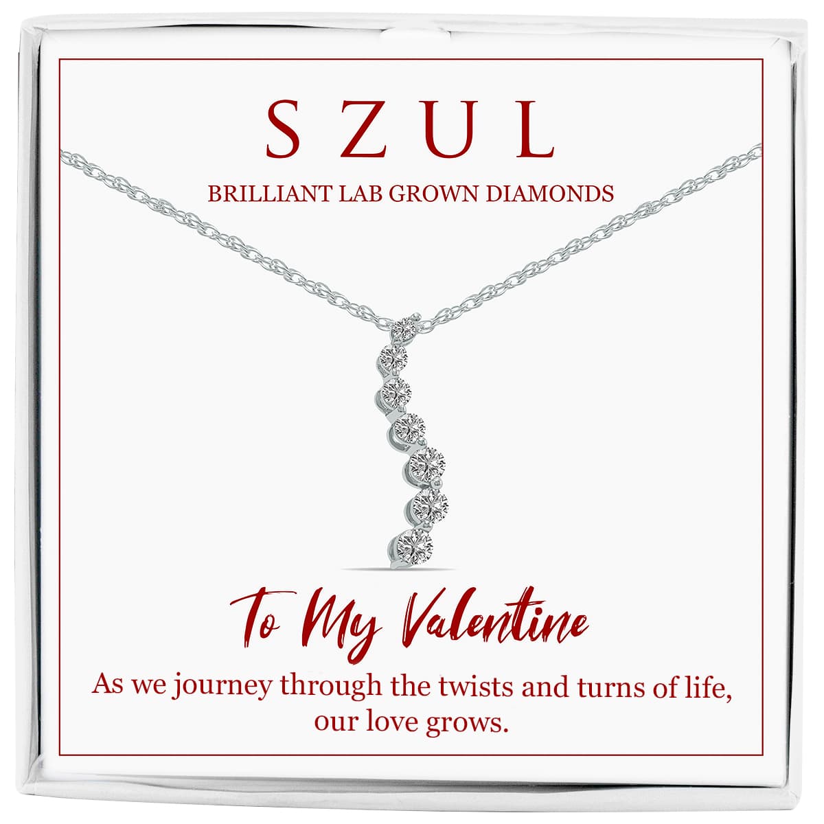 Jewelry Gift For My Valentine - 1/4 Carat TW Lab Diamond Journey Pendant in.925 Sterling Silver (F-G Color, VS1-VS2 Clarity)