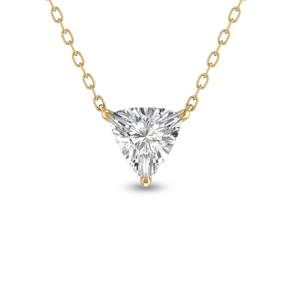 Lab Grown 1 Carat Floating Trillion Shaped Diamond Solitaire Pendant in 14K Yellow Gold