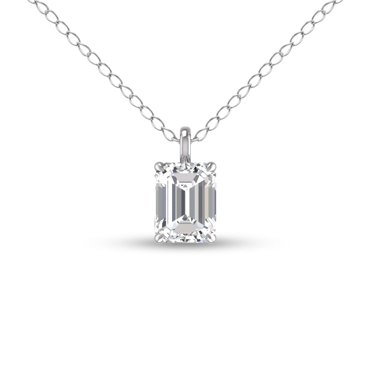 Lab Grown 1/4 Carat Emerald Solitaire Diamond Pendant in 14K White Gold