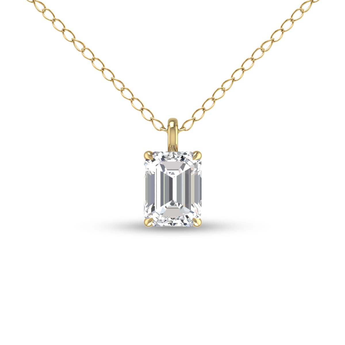 Lab Grown 3/4 Carat Emerald Solitaire Diamond Pendant in 14K Yellow Gold