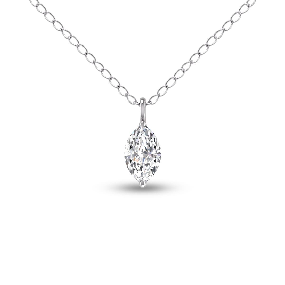 Lab Grown 1/4 Carat Marquise Solitaire Diamond Pendant in 14K White Gold