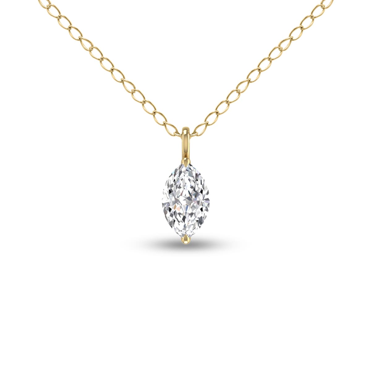 Lab Grown 1/4 Carat Marquise Solitaire Diamond Pendant in 14K Yellow Gold