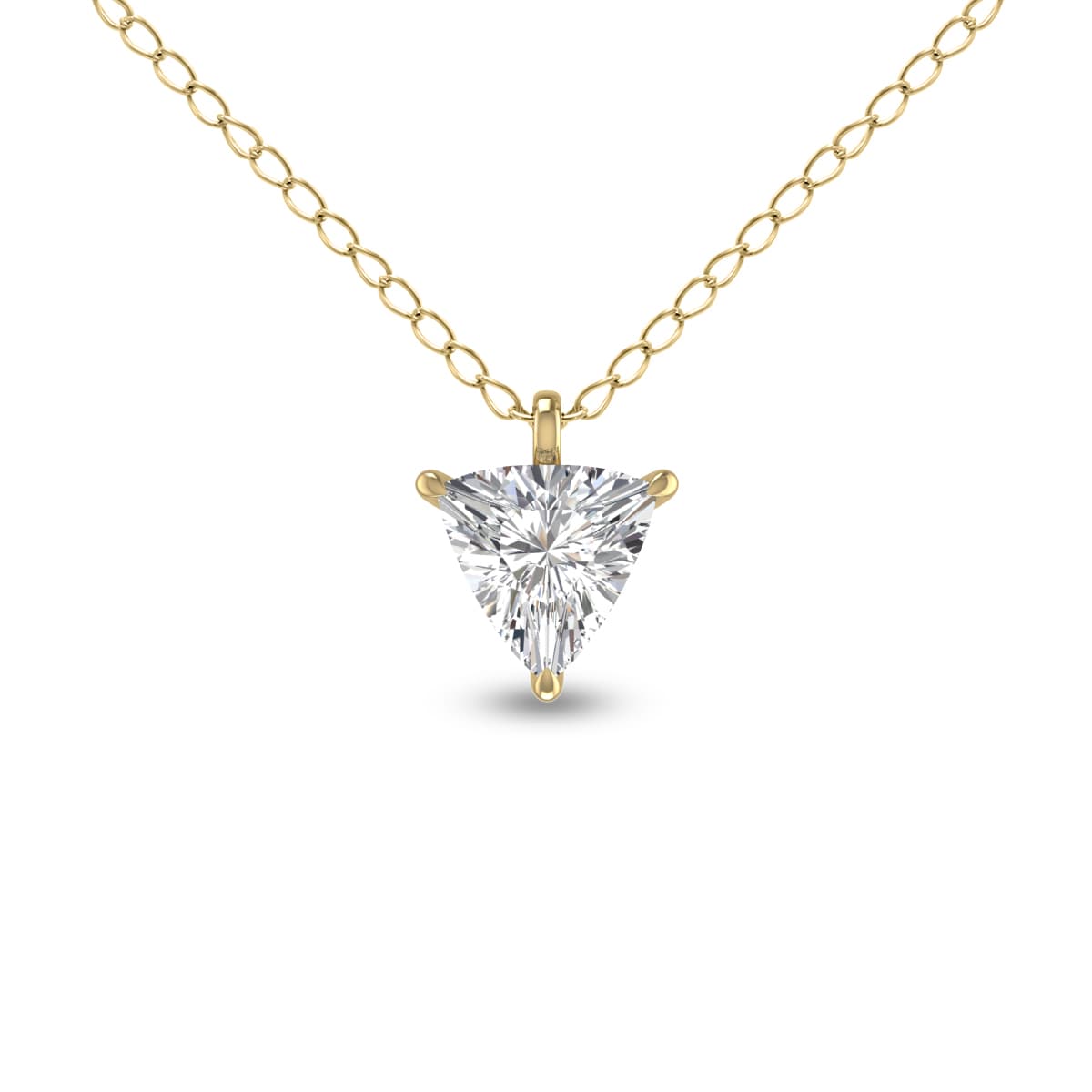 Lab Grown 1 Carat Trillion Shaped Solitaire Diamond Pendant in 14K Yellow Gold