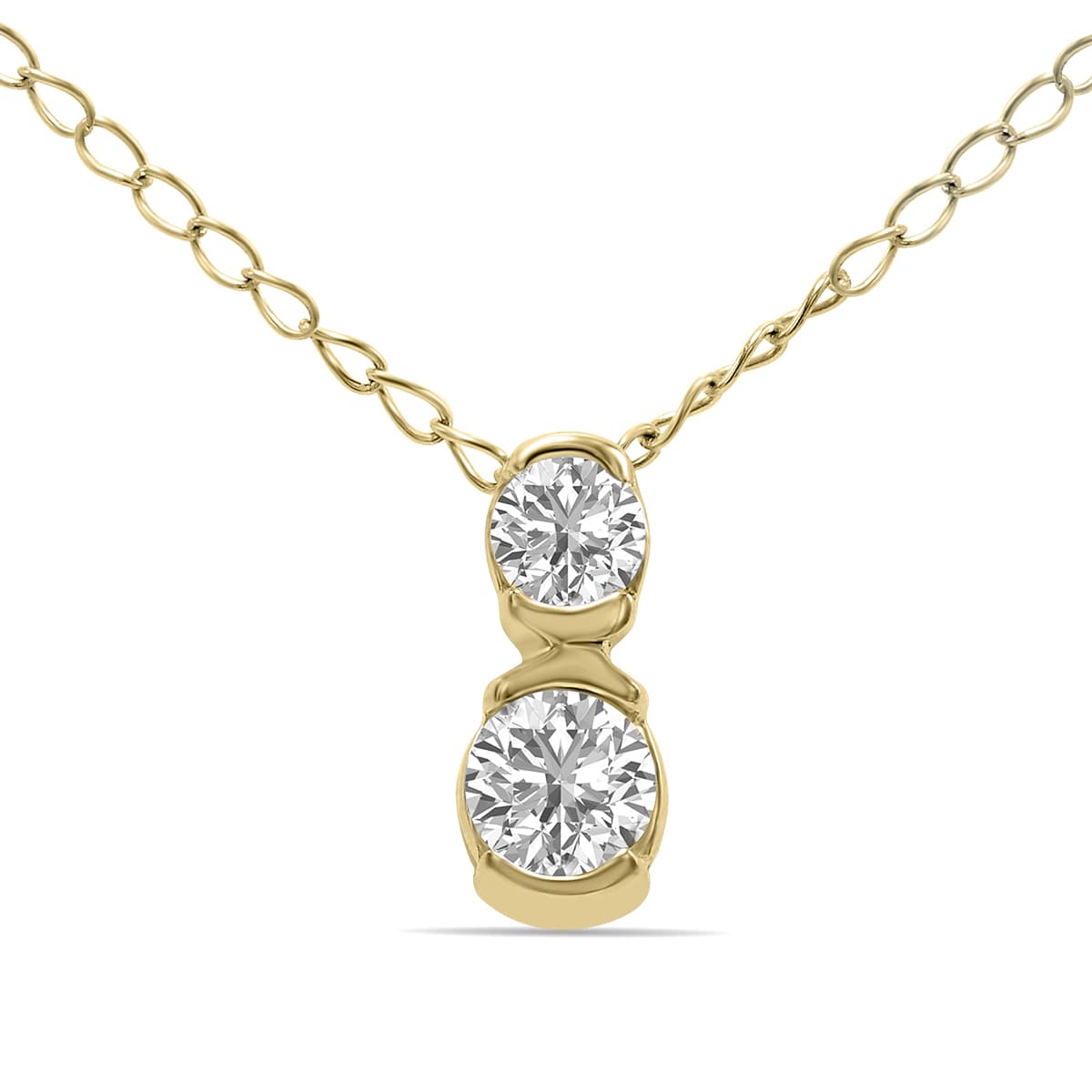 1/5 CTW Two Stone Lab Grown Diamond Pendant in 10K Yellow Gold (F-G Color, VS1- VS2 Clarity)