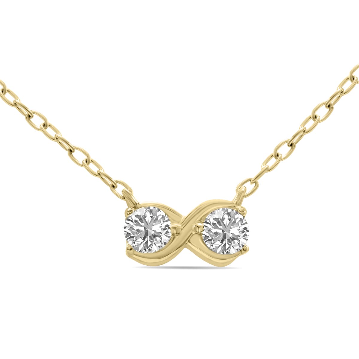 1/5 CTW Infinity Two Stone Lab Grown Diamond Pendant in 10K Yellow Gold (F-G Color, VS1- VS2 Clarity)