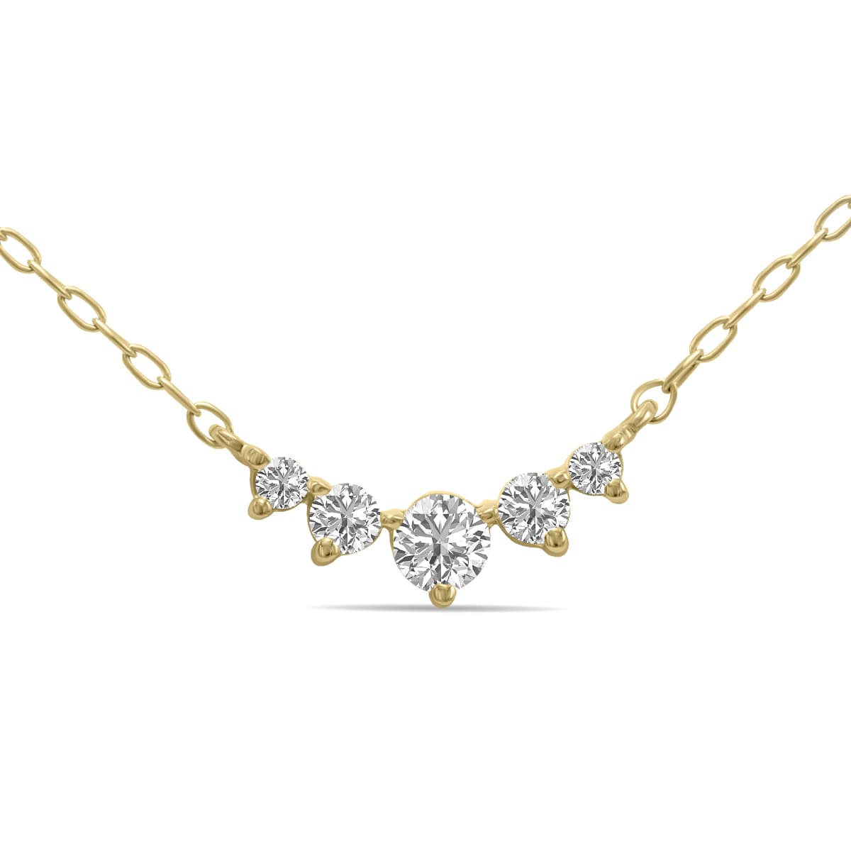 1/4 CTW Five Stone Lab Grown Diamond Necklace in 10K Yellow Gold (F-G Color, VS1- VS2 Clarity)