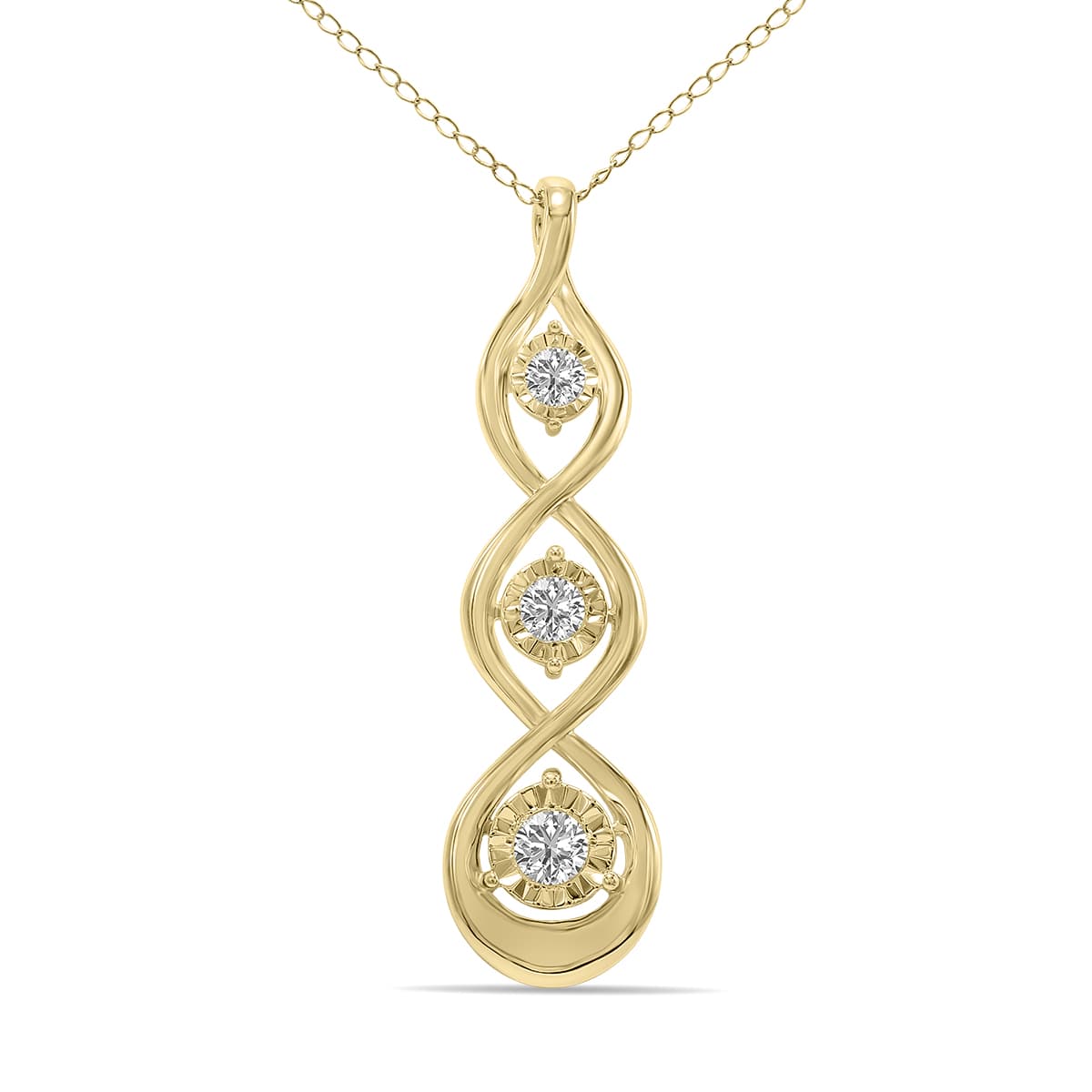 1/3 CTW Three Stone Lab Grown Diamond Pendant in 10K Yellow Gold (F-G Color, VS1- VS2 Clarity)