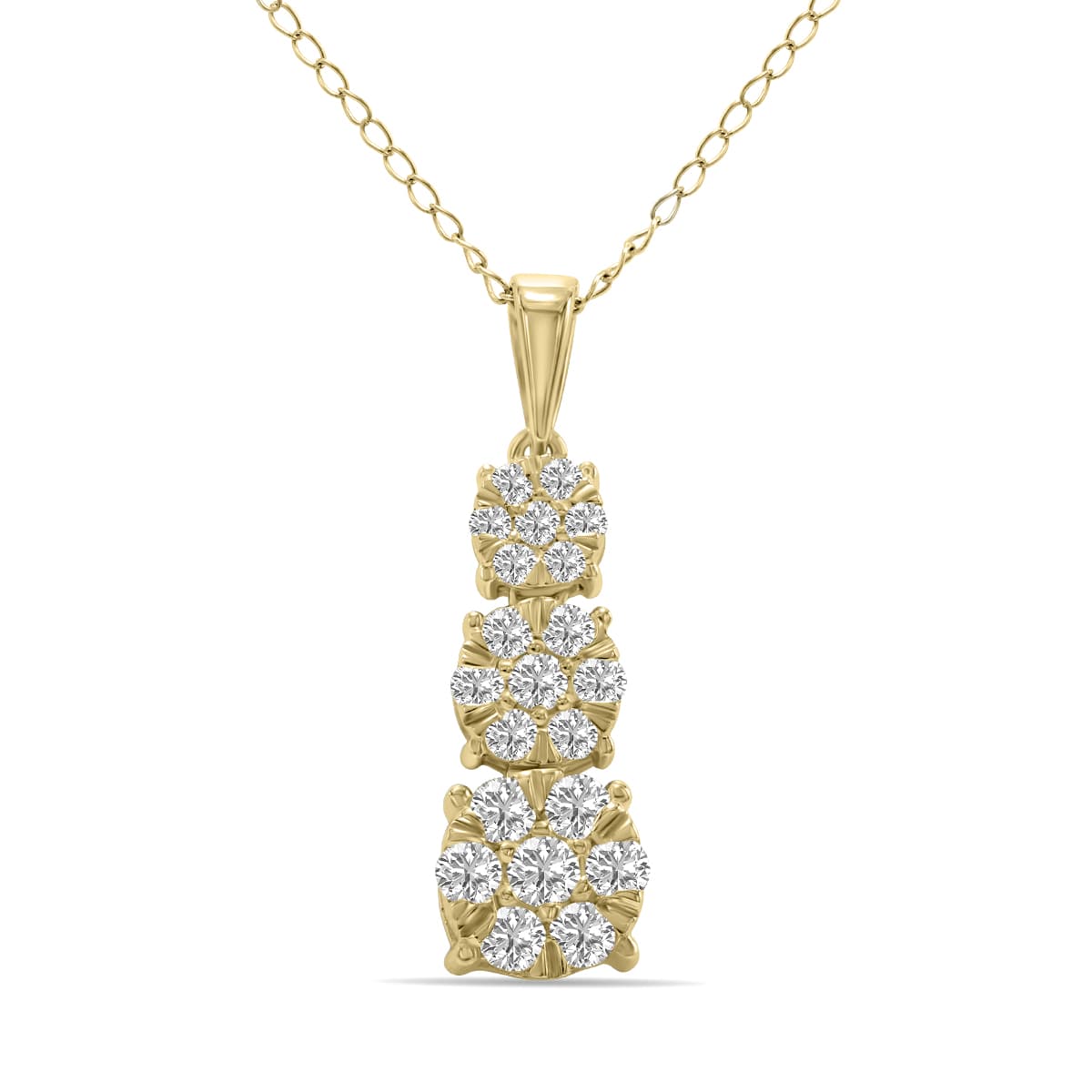 1/2 CTW Vertical Lab Grown Diamond Pendant in 10K Yellow Gold (F-G Color, VS1- VS2 Clarity)