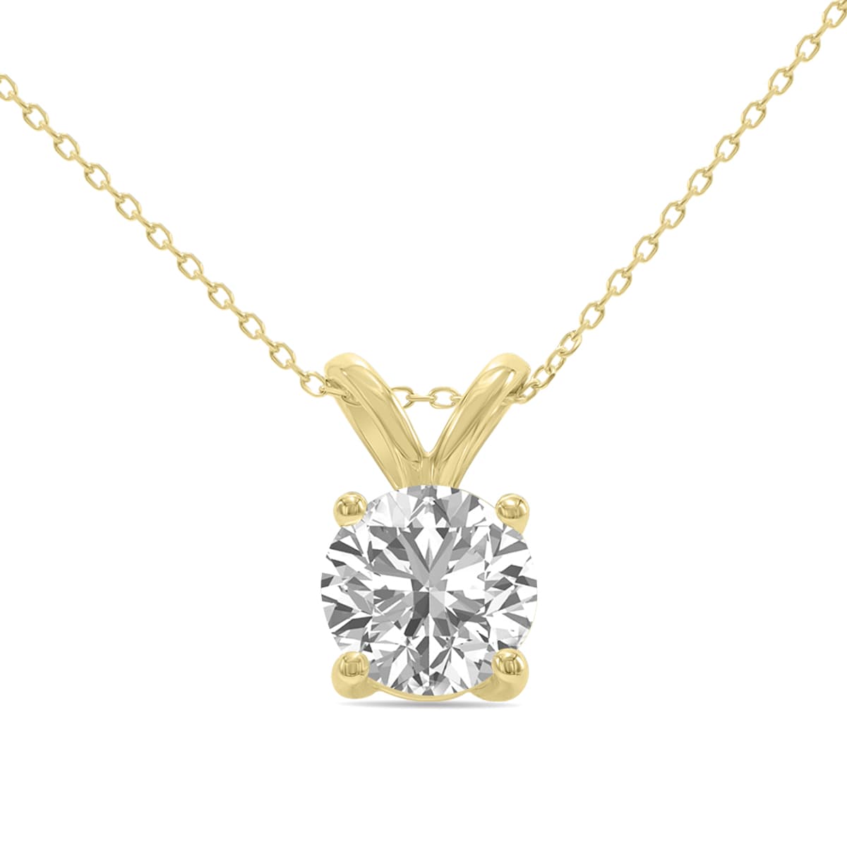 1/4 Carat Lab Grown Diamond Round Solitaire Pendant in 14K Yellow Gold