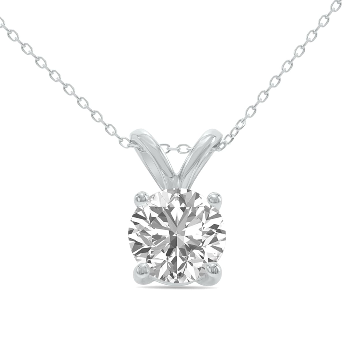 1.50 Carat Lab Grown Diamond Round Solitaire Pendant in 14K White Gold