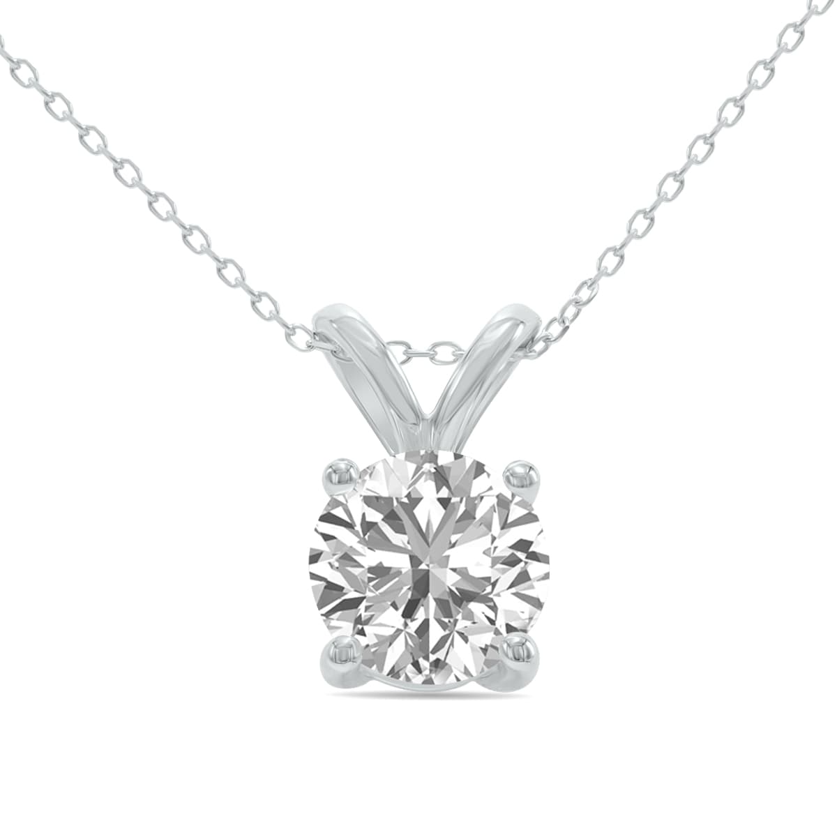 2 Carat Lab Grown Diamond Round Solitaire Pendant in 14K White Gold