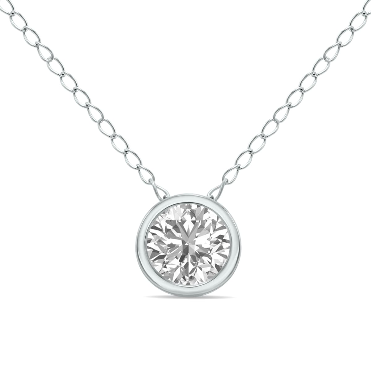 1/3 Carat Lab Grown Diamond Bezel Pendant in 14K White Gold