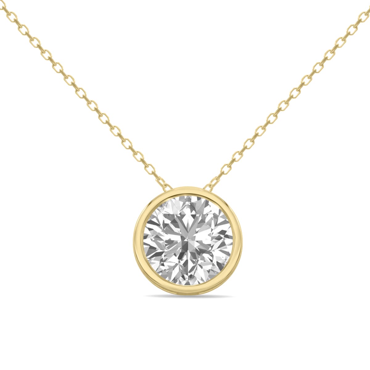 1.50 Carat Lab Grown Diamond Bezel Pendant in 14K Yellow Gold