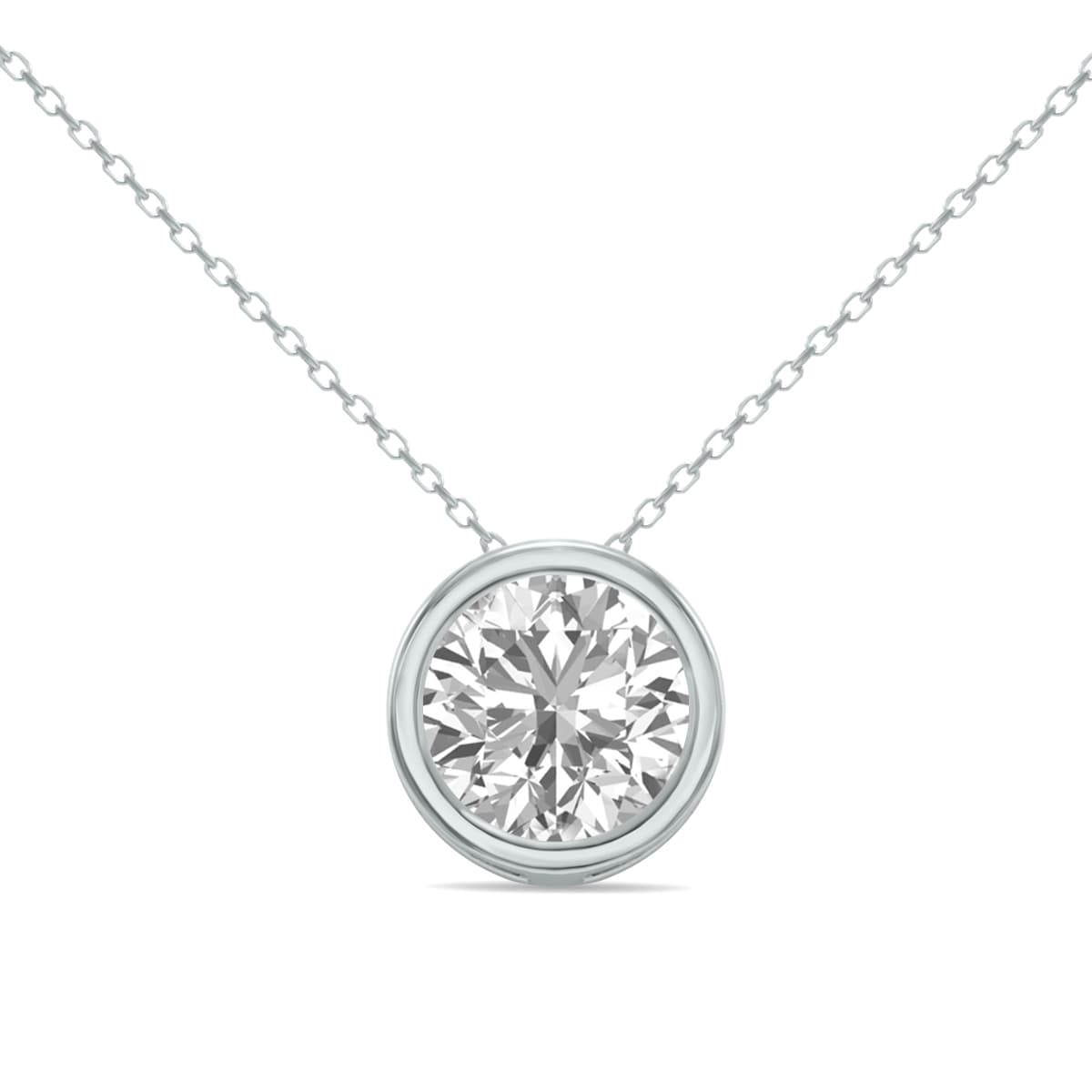 2 Carat Lab Grown Diamond Bezel Pendant in 14K White Gold