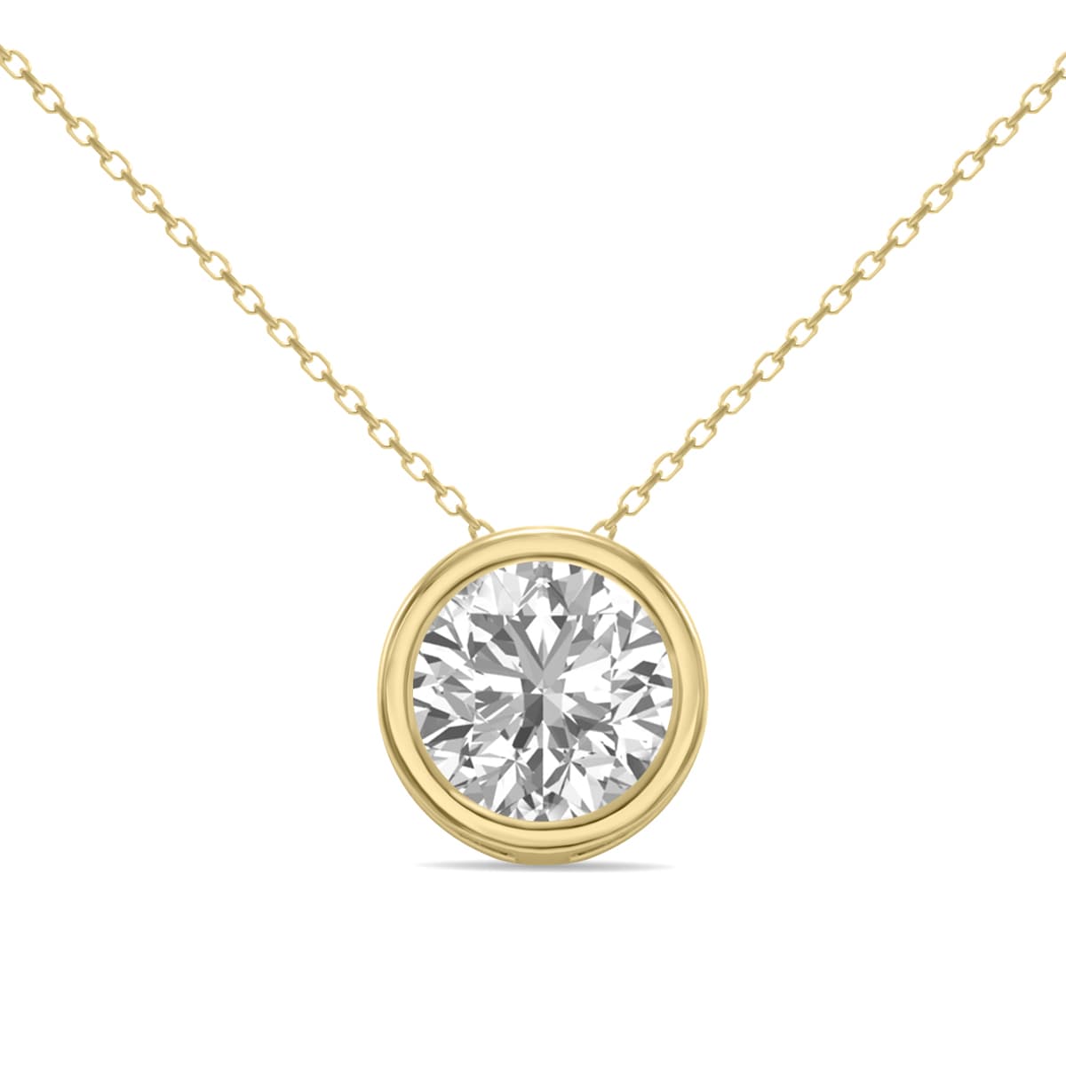 2 Carat Lab Grown Diamond Bezel Pendant in 14K Yellow Gold
