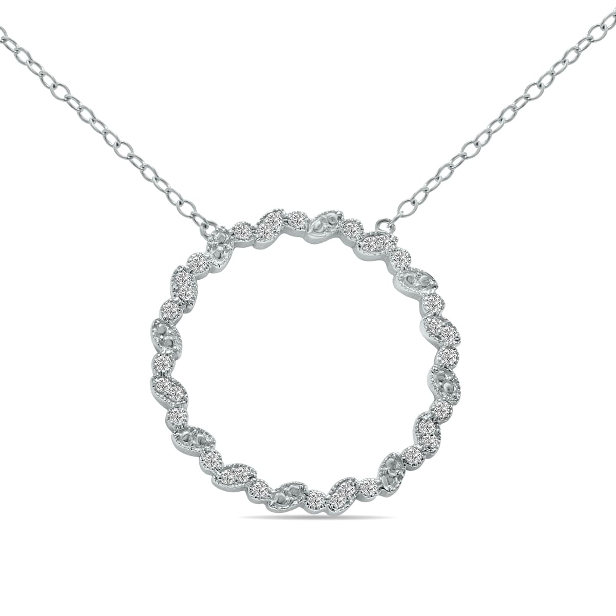 1/7 Carat TW Endless Love Lab Diamond Circle Pendant in.925 Sterling Silver (F-G Color, VS1-VS2 Clarity)