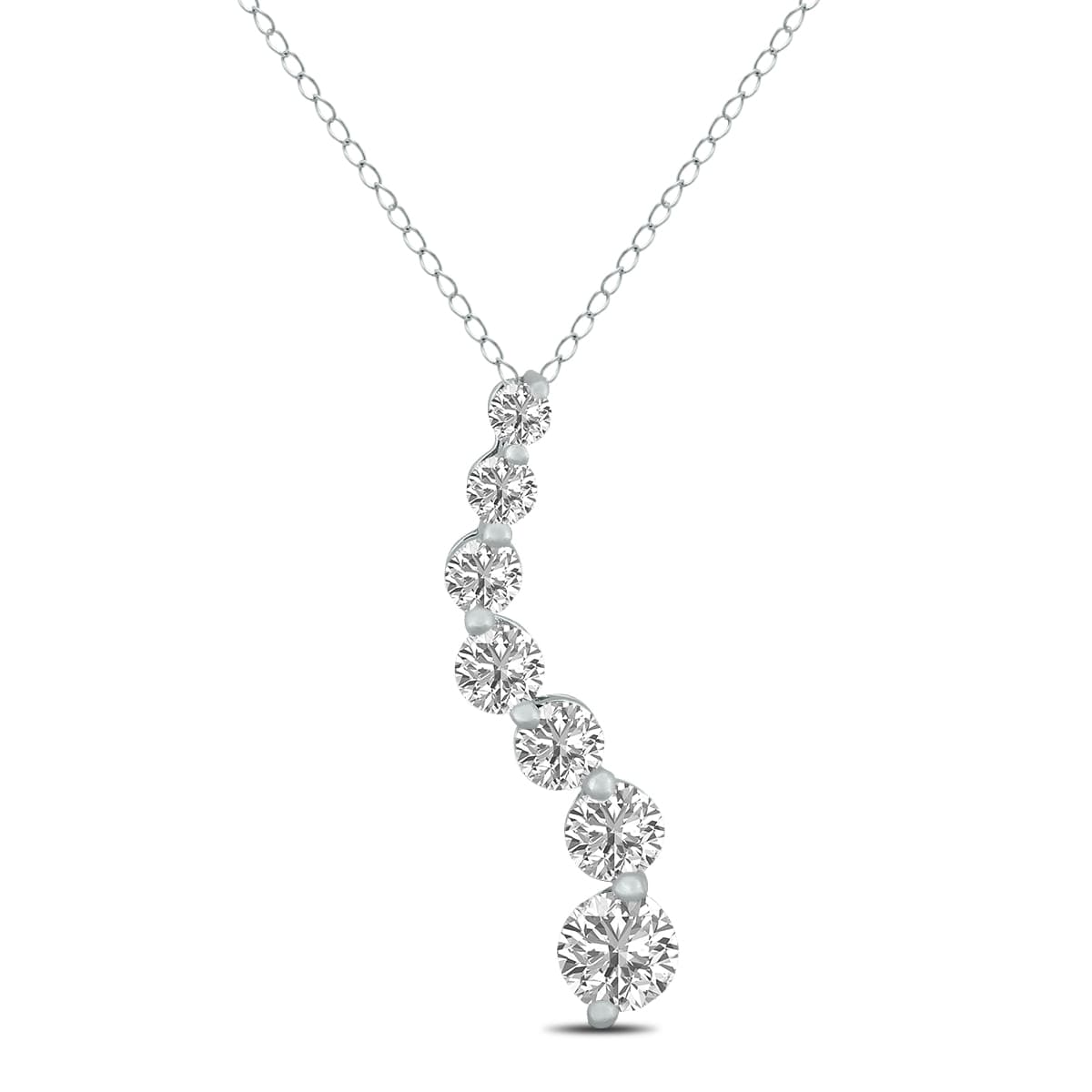1/4 CTW Lab Grown Diamond Journey Pendant in 14K White Gold