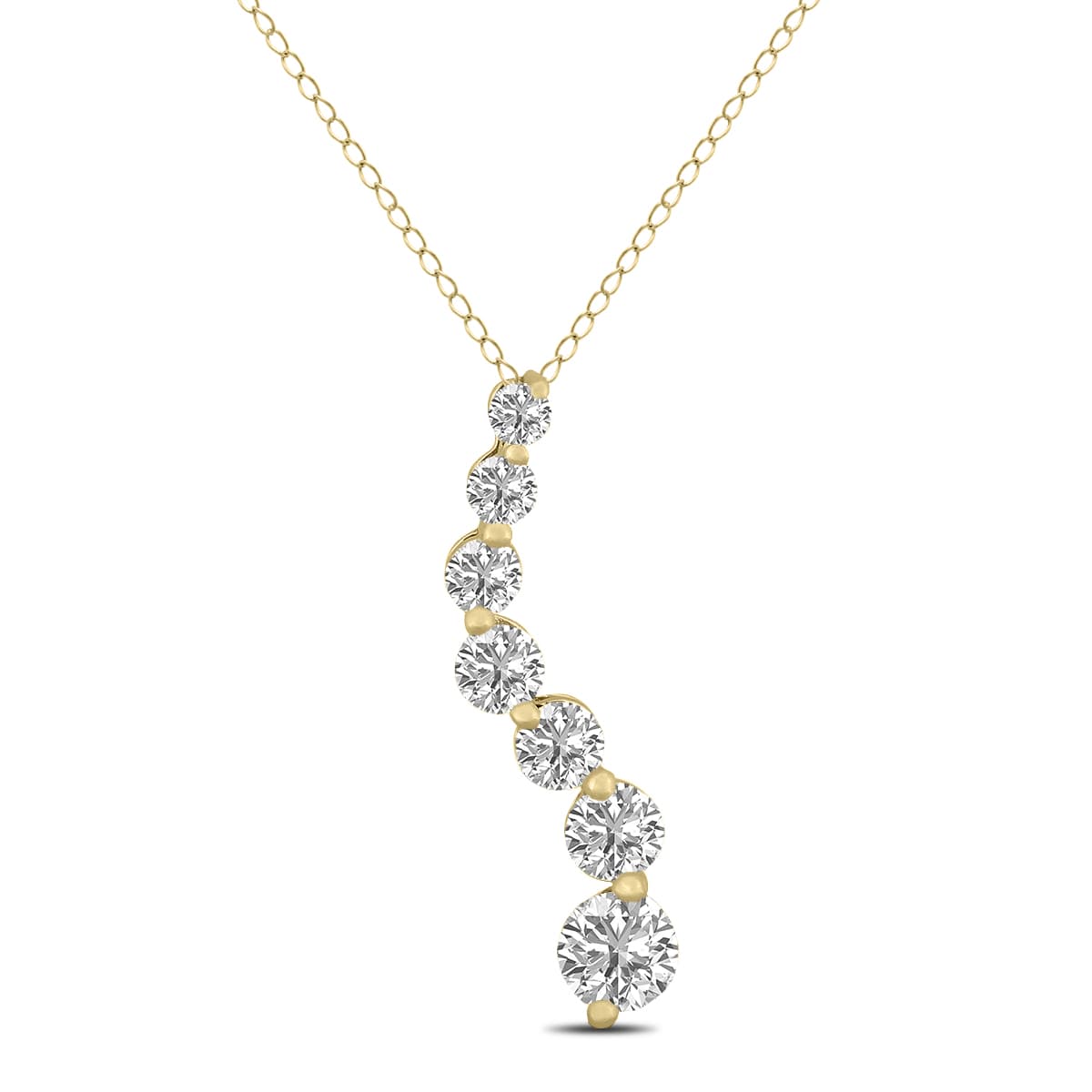 1/4 CTW Lab Grown Diamond Journey Pendant in 14K Yellow Gold