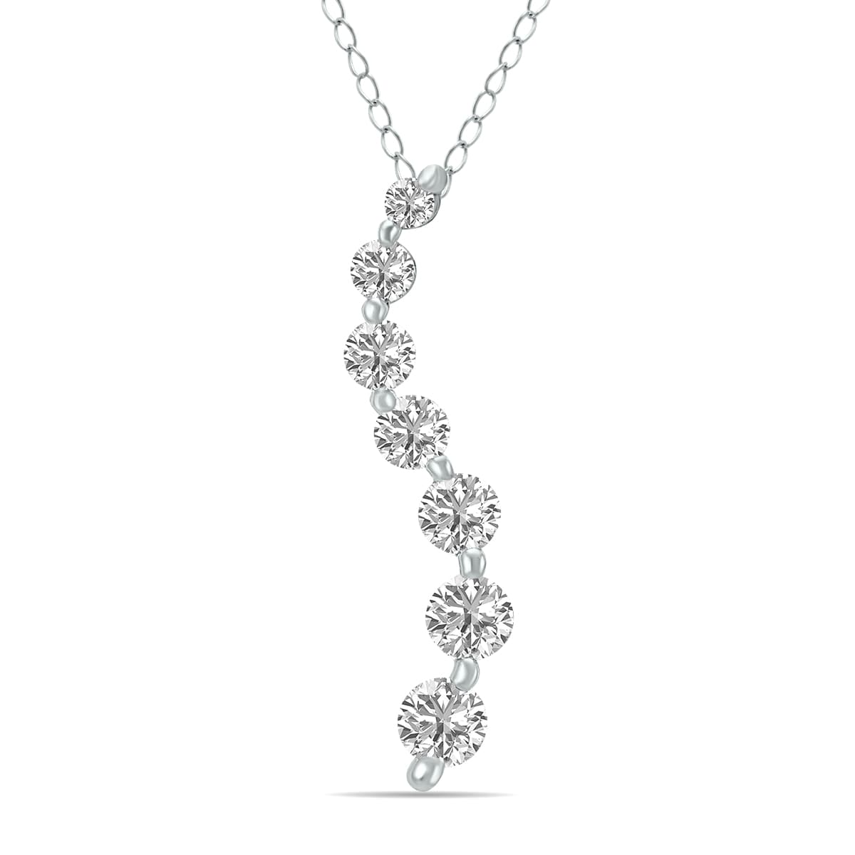 1/2 CTW Lab Grown Diamond Journey Pendant in 14K White Gold
