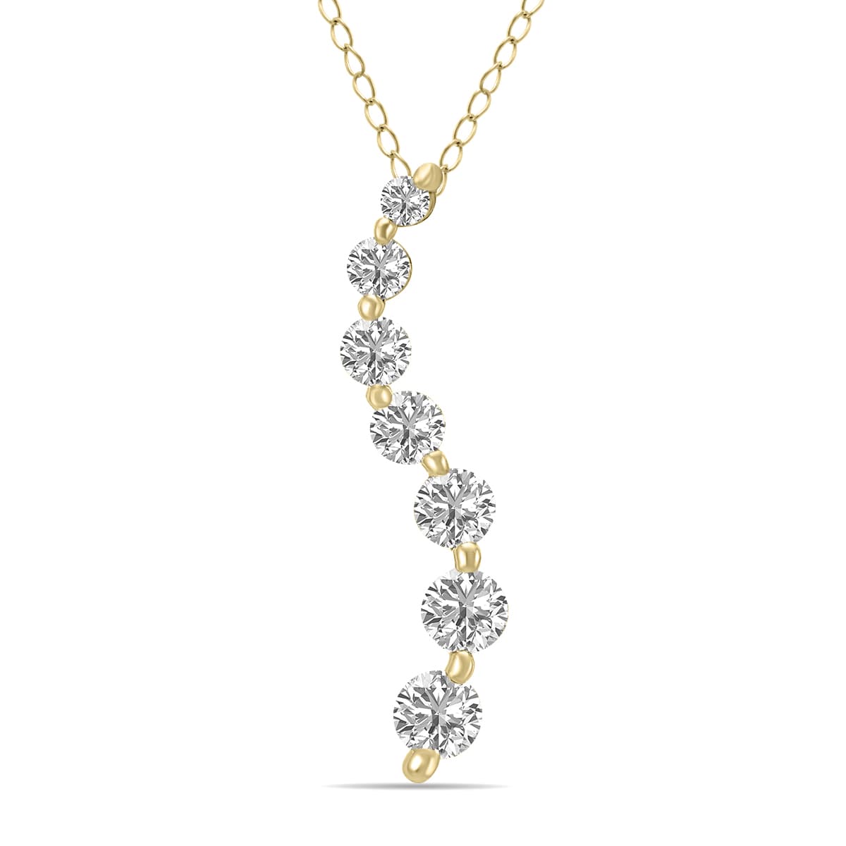 1/2 CTW Lab Grown Diamond Journey Pendant in 14K Yellow Gold