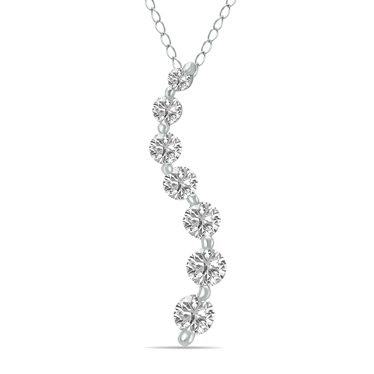 3/4 CTW Lab Grown Diamond Journey Pendant in 14K White Gold